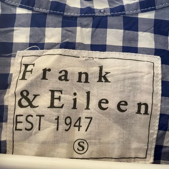 Frank & Eileen Blue and White Gingham Blouse Small - Picture 3 of 7